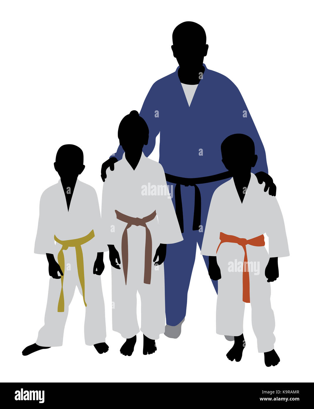 L'équipe de judo judo trainer. avec des enfants. Banque D'Images