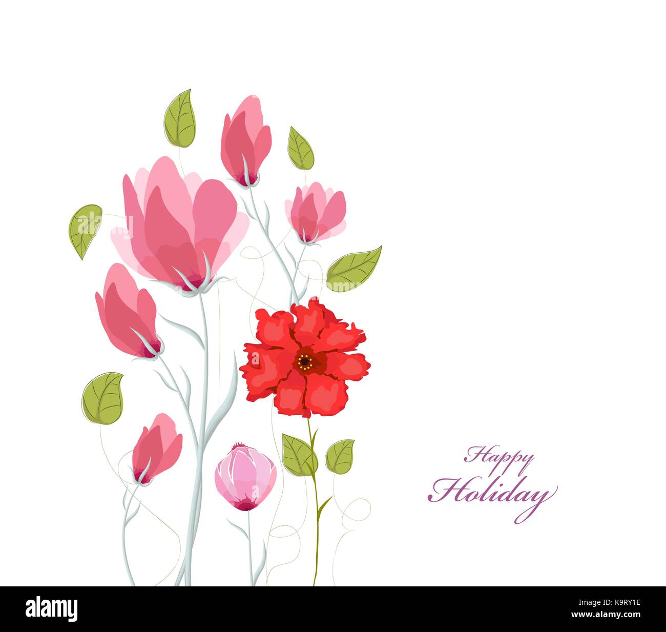 Floral background.. carte fleurs coquelicots aquarelle Illustration de Vecteur