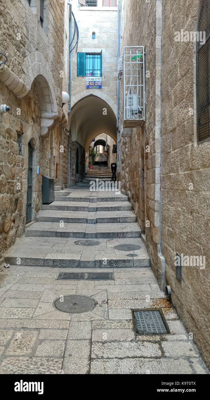 Vue de ruelle étroite à Jérusalem Banque D'Images