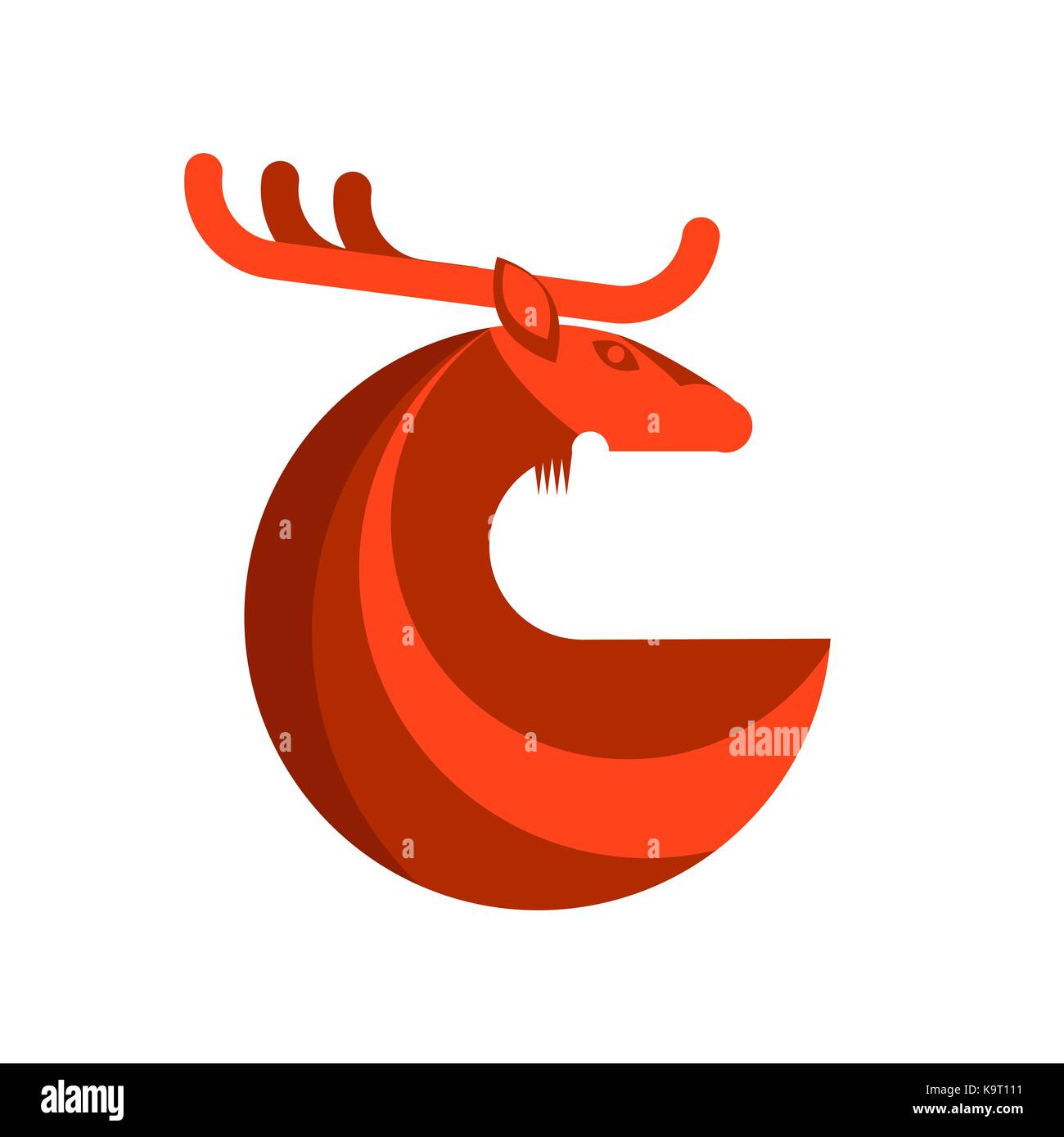 Red Deer icône ronde isolé sur fond blanc Illustration de Vecteur