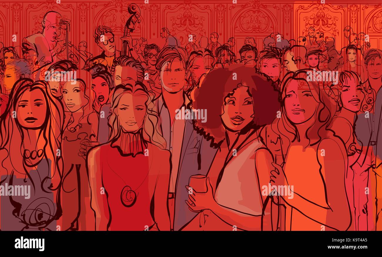 Les jeunes dans un night club - vector illustration Illustration de Vecteur