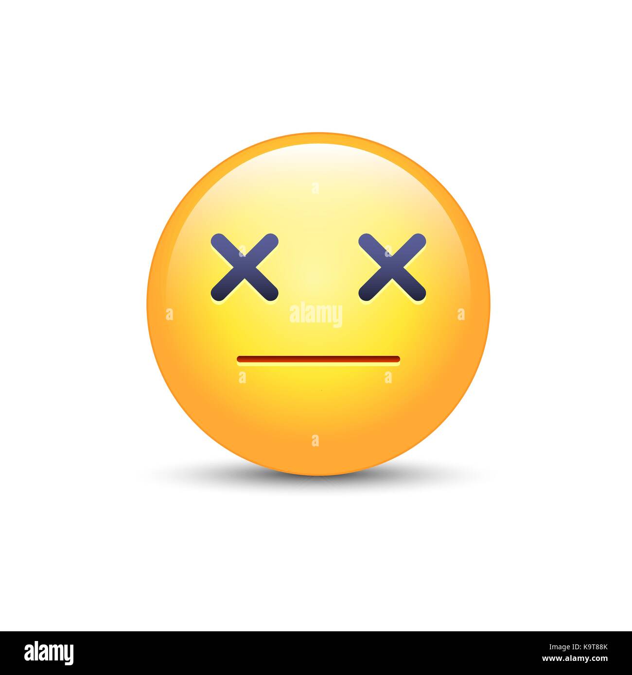 Étourdissements face emoji. Yeux croix icône vecteur emoticon smiley triste caricature. Illustration de Vecteur