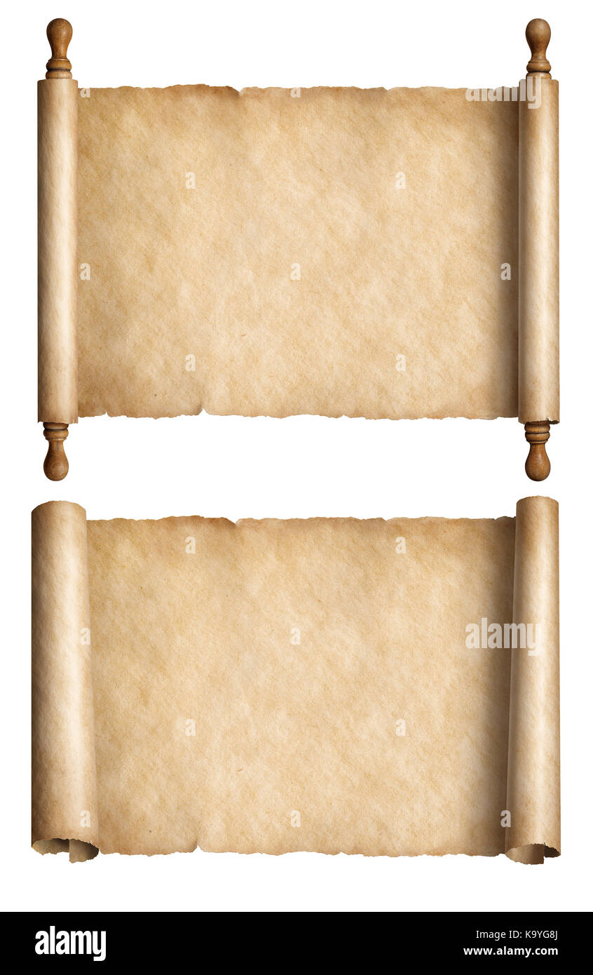 Vieux papier rouleaux ou parchemins anciens isolés collection 3d illustration Banque D'Images