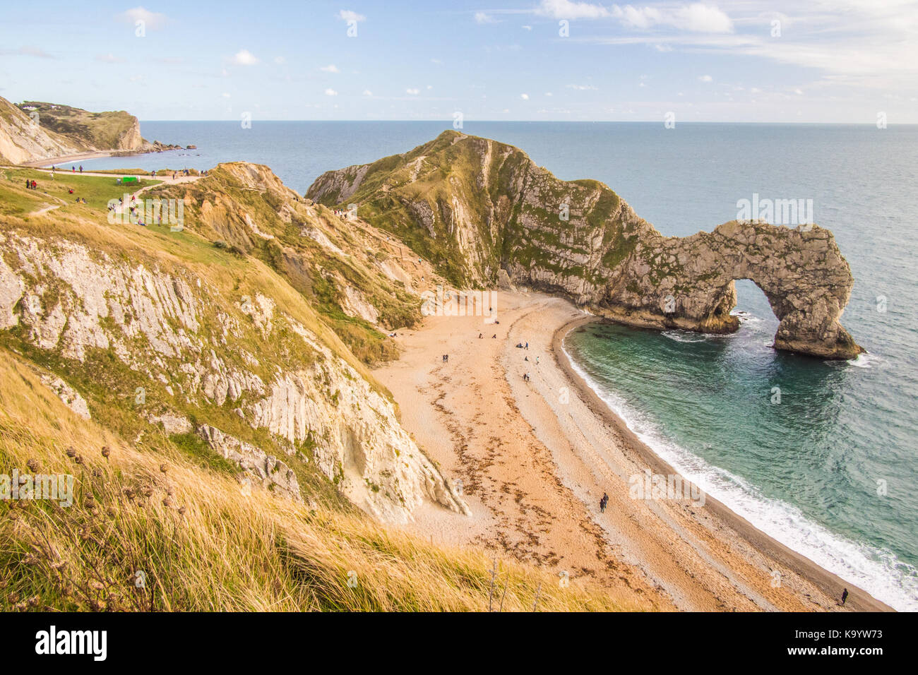 Urdle 'porte' (une arche calcaire naturel) sur la côte jurassique près de crique de Lulworth, dans le Dorset, Angleterre Banque D'Images