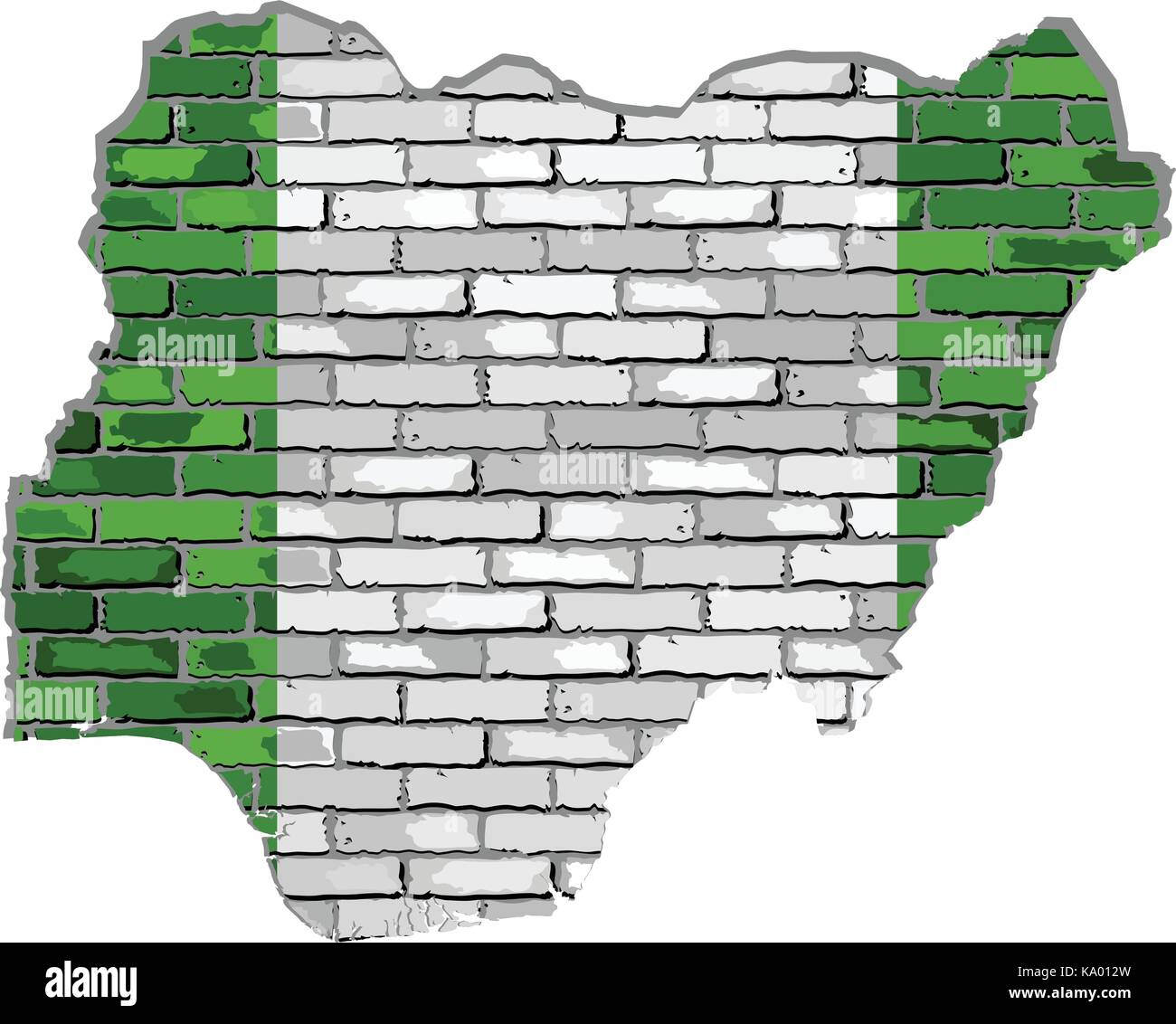 Nigéria carte sur un mur - illustration, le Nigeria carte avec à l'intérieur du pavillon Illustration de Vecteur