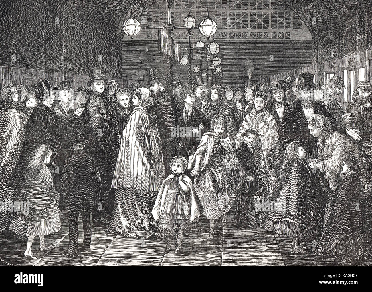 Le dernier train après la Pantomime, 1871 Banque D'Images