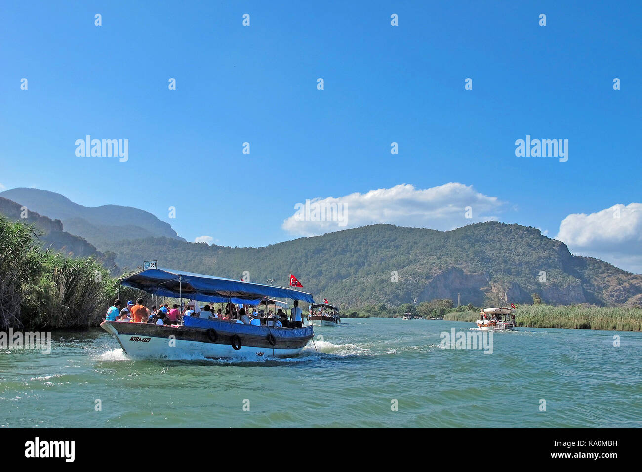 Excursion en bateau sur la rivière Dalyan, Turquie Banque D'Images