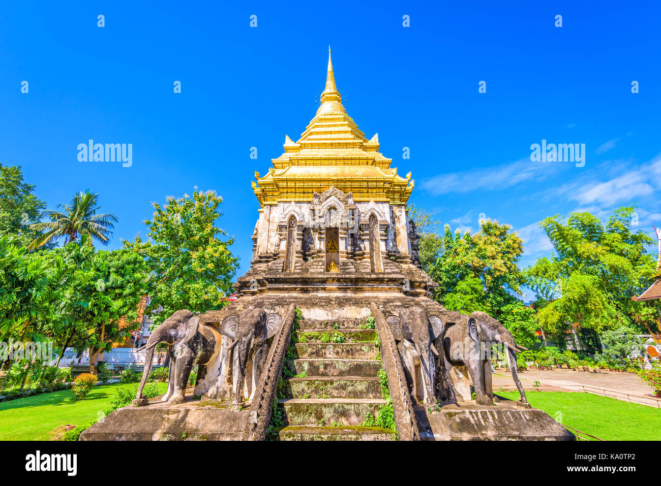 Chiang Mai, Thaïlande à Wat Chiang Man. Banque D'Images