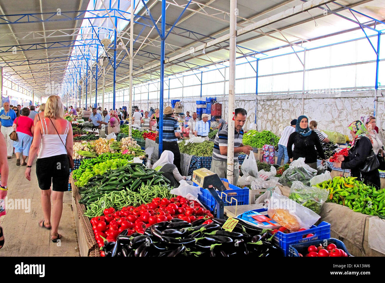 Marché de Fethiye, Province de Mugla, côte égéenne turque Turquie Banque D'Images