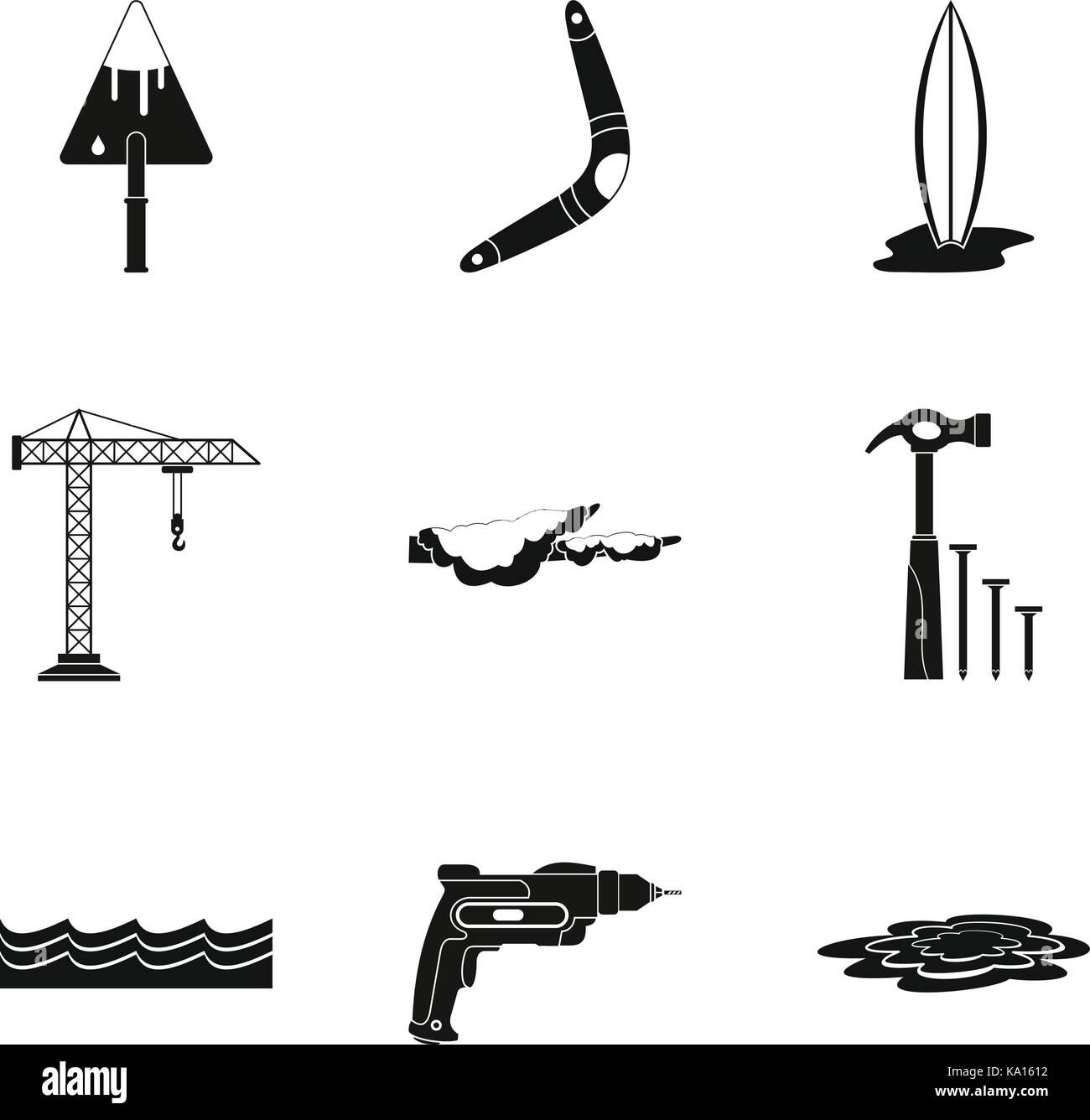 Le pont de fixation, le style simple icons set Illustration de Vecteur