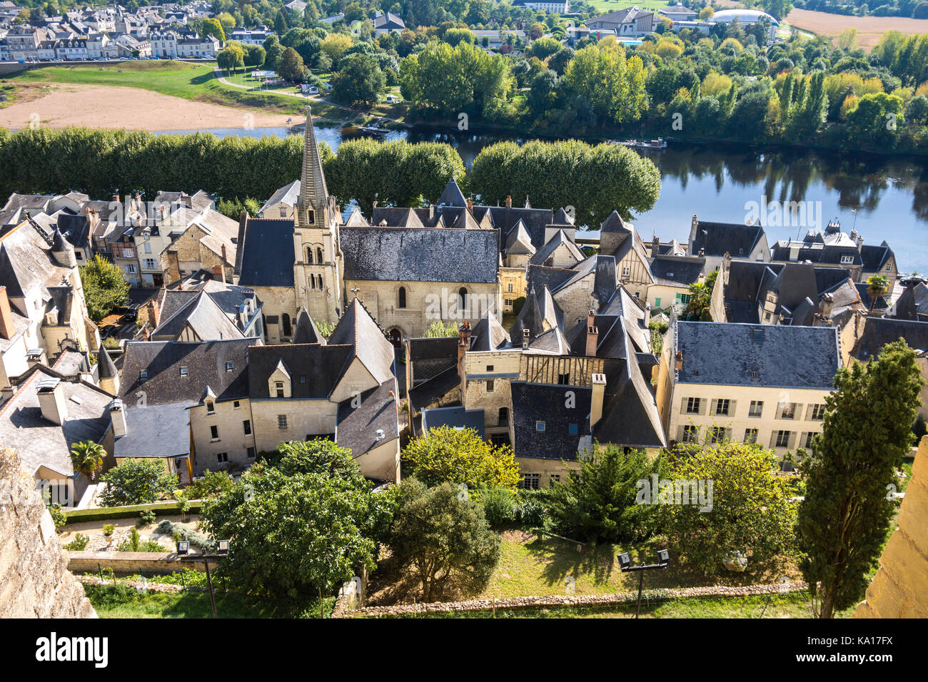 Vue aérienne de la ville de Chateau Chinon - France. Banque D'Images