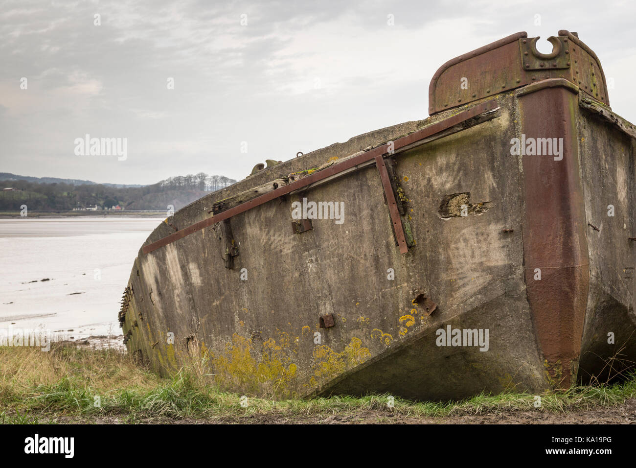 Une barge échouée, Purton Hulks, Gloucestershire Banque D'Images