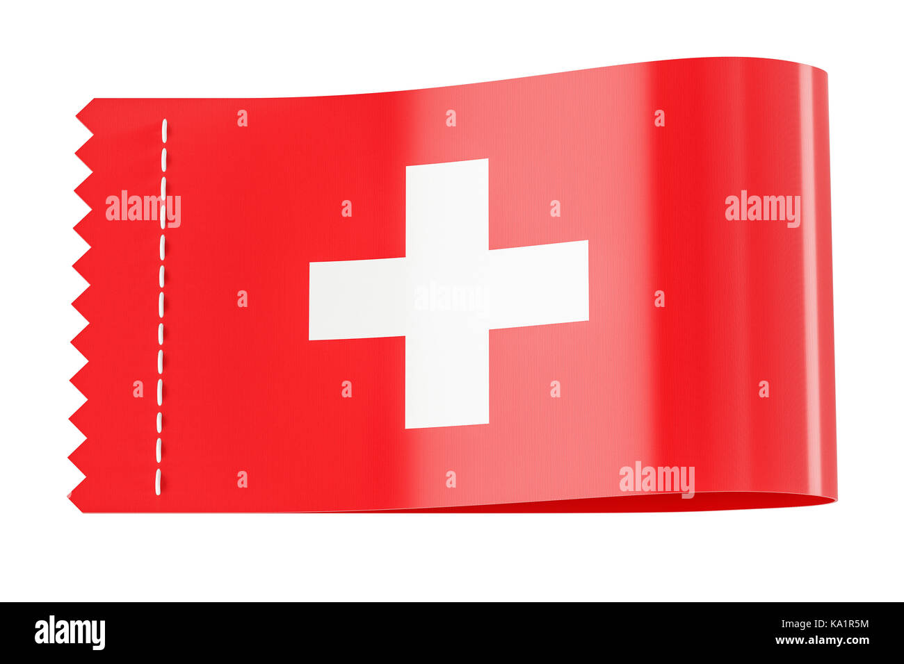 Tag vêtements, étiquette avec le drapeau de la suisse. Le rendu 3D isolé sur fond blanc Banque D'Images