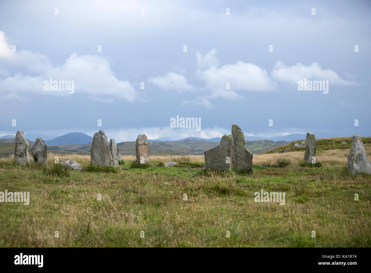 Callanish iii, stone circle , structures mégalithiques autour du mieux connu (et plus grand), je calanais isle of Lewis, Hébrides extérieures, en Écosse Banque D'Images