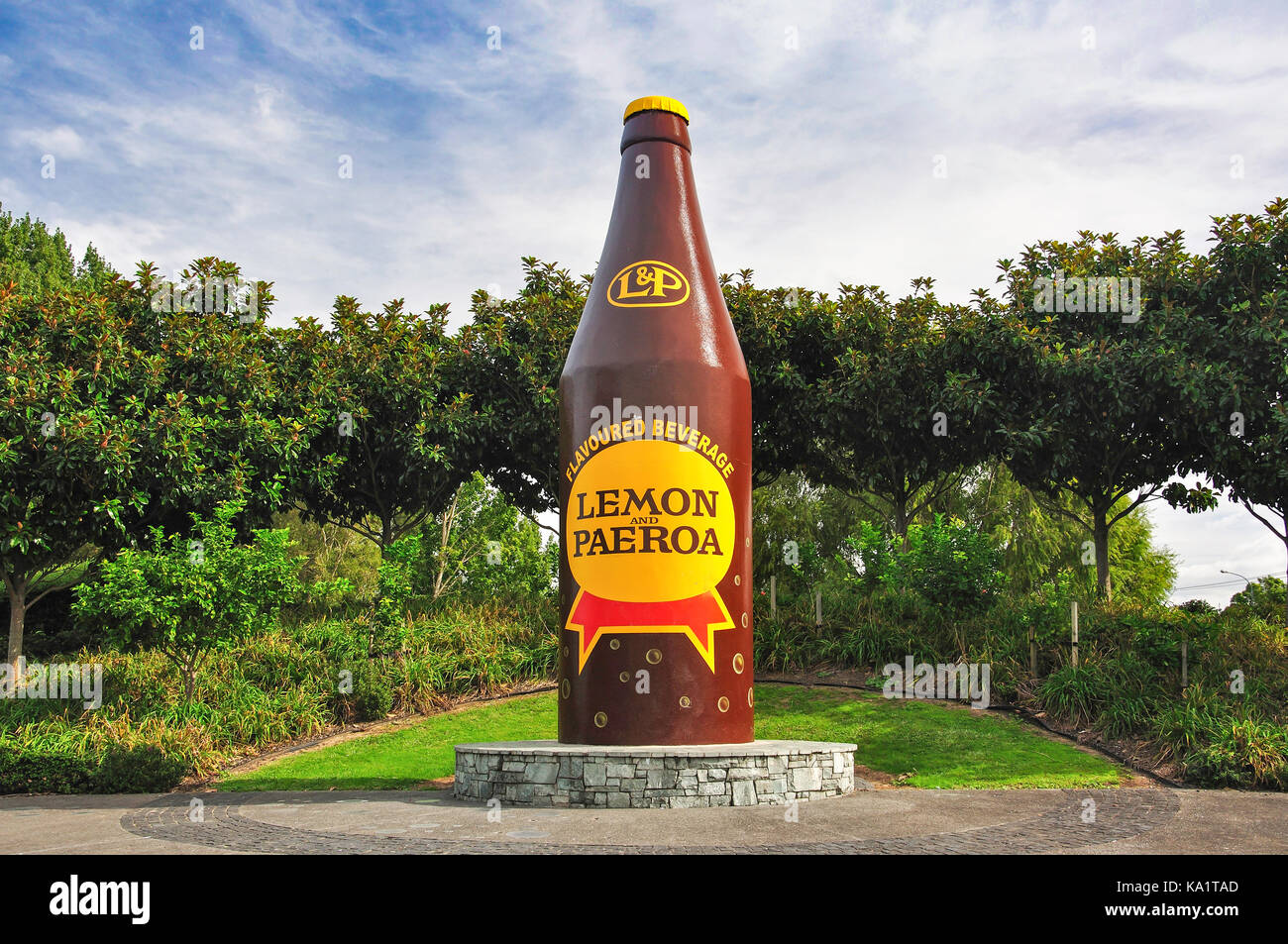 'Lemon géant & Paeroa' bouteille de soda, Paeroa, de la région de Waikato, Nouvelle-Zélande, île du Nord Banque D'Images