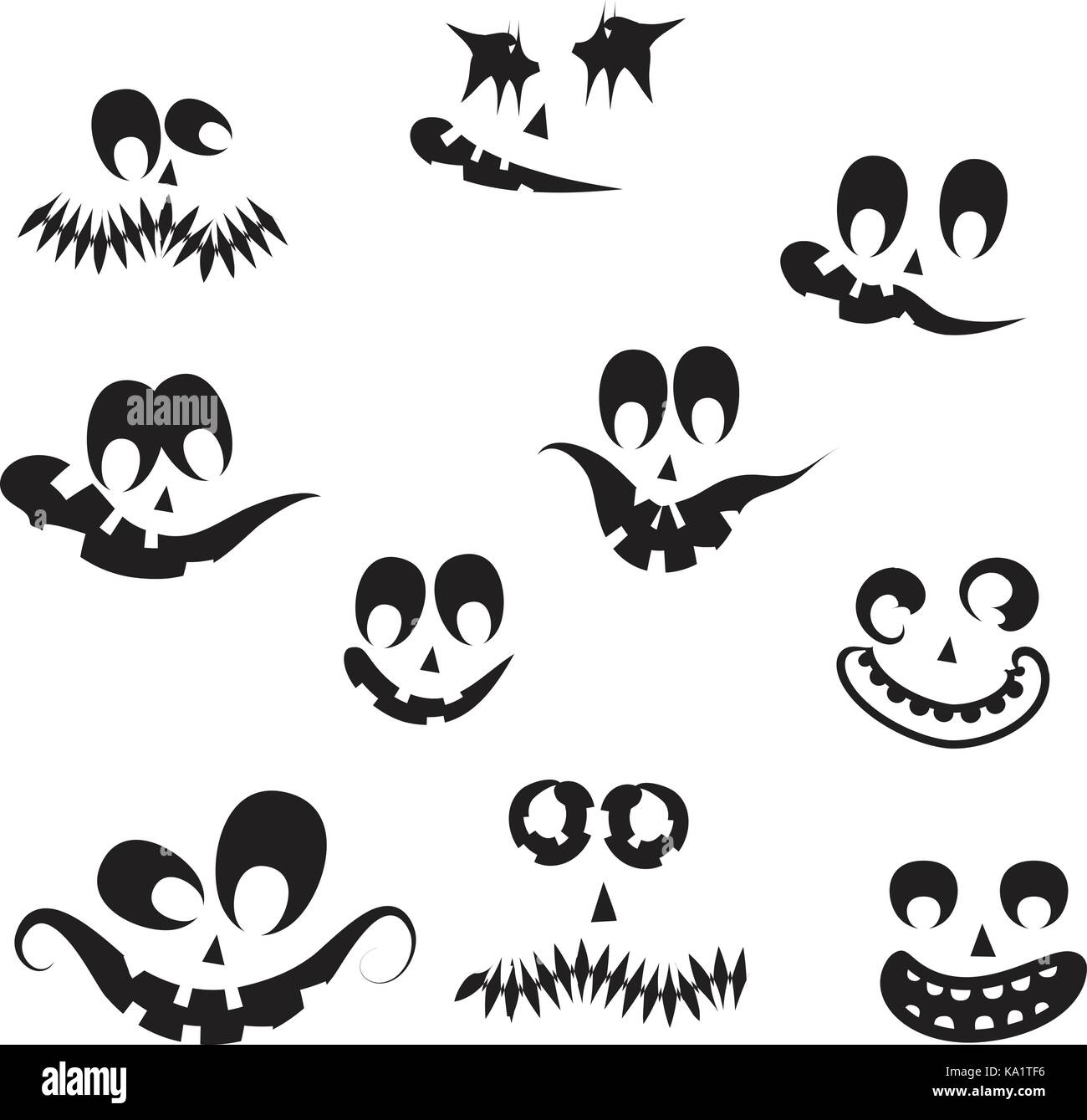Visages, visages de citrouille fantôme Illustration de Vecteur