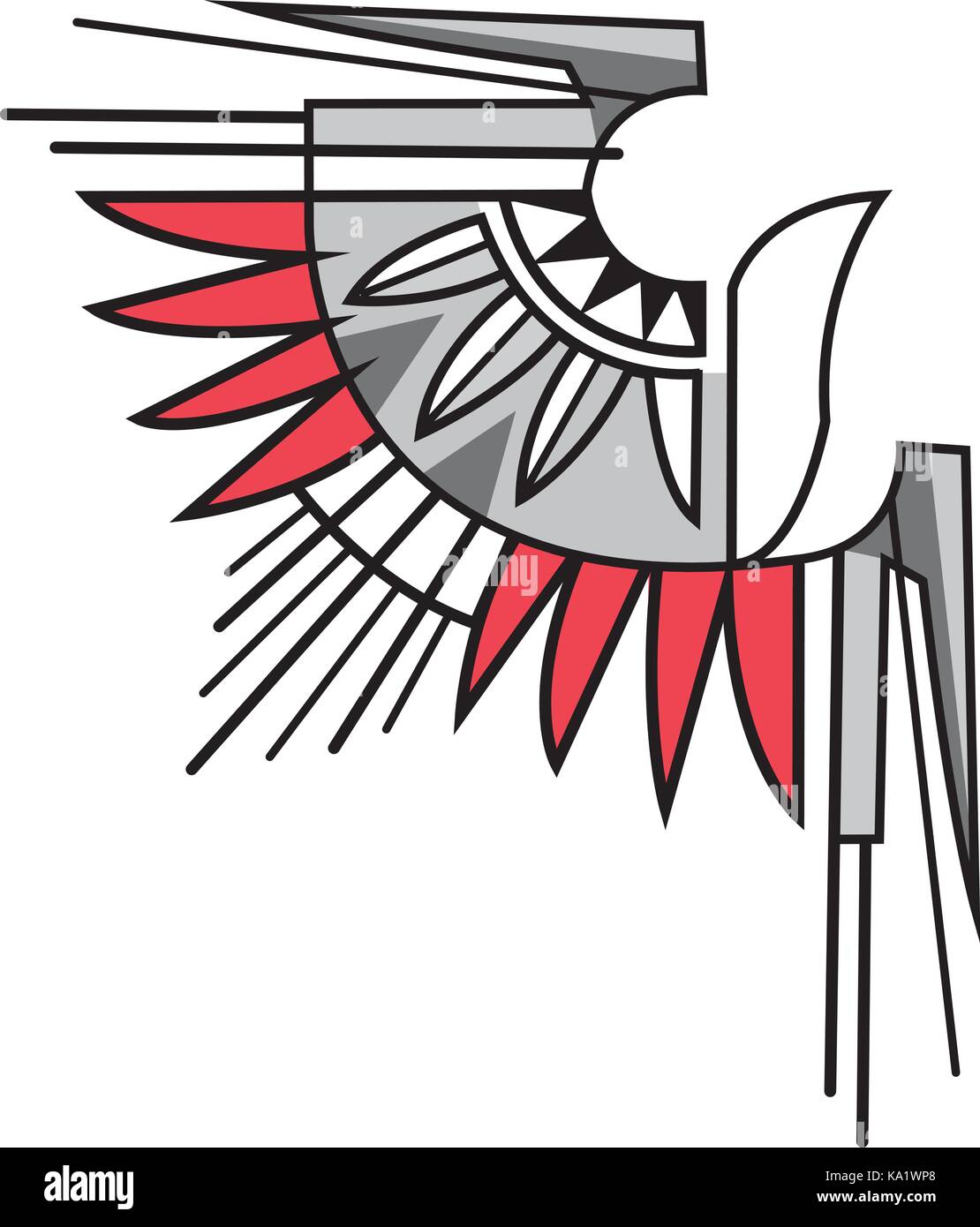 Illustration vectorielle ou dessin d'un symbole abstrait d'aigle dans un style indigène Illustration de Vecteur