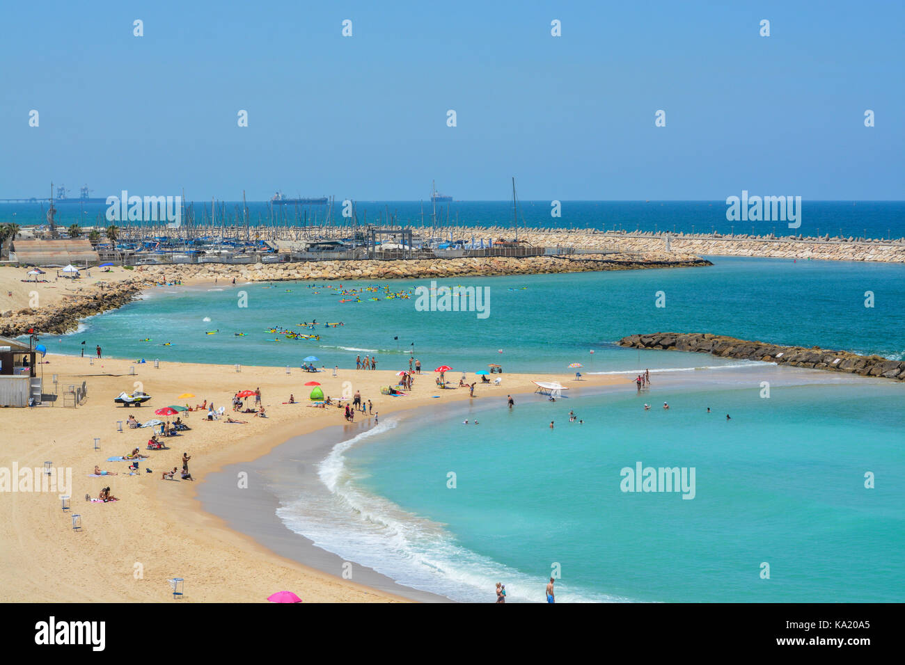 La plage méditerranéenne à Ashkelon, en Israël. Banque D'Images