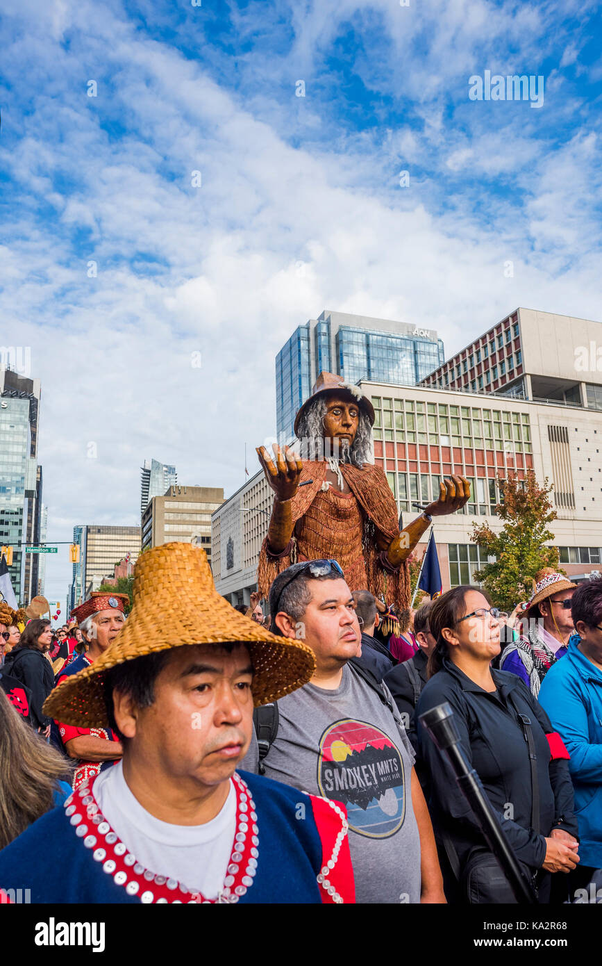 Vancouver, Canada. Sep 24, 2017. Marche pour la réconciliation, Vancouver, Colombie-Britannique, Canada. Crédit : Michael Wheatley/Alamy Live News Banque D'Images