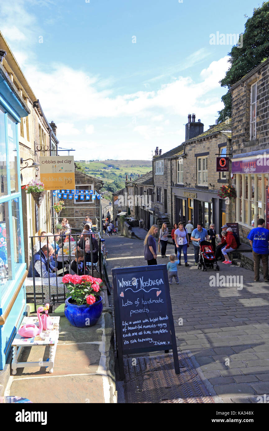 Vue de dessus de la rue principale, Haworth Banque D'Images