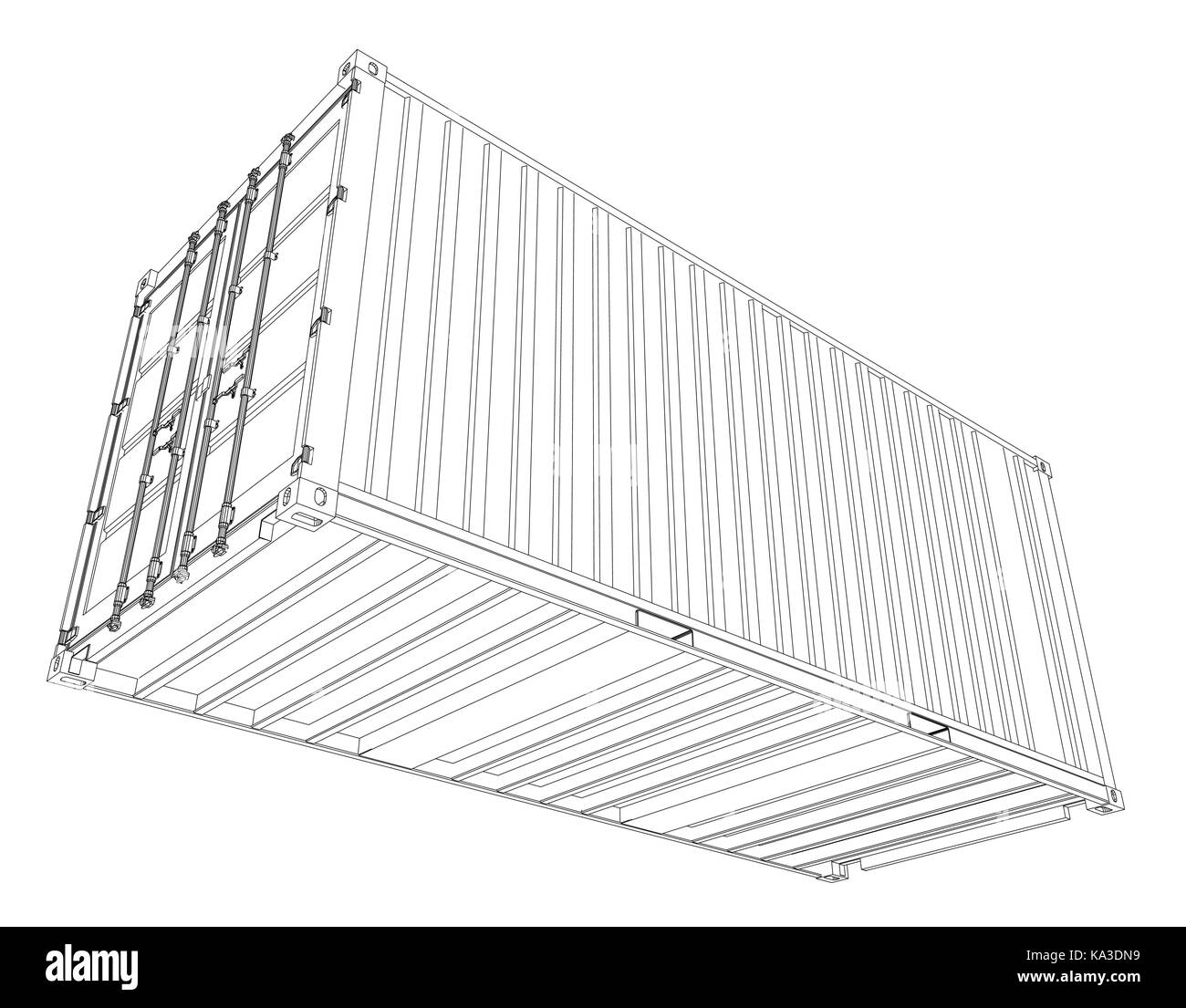 Conteneur en fil de style. Illustration de Vecteur