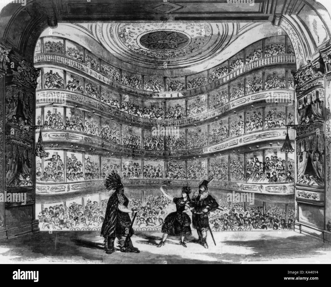 Vue de l'intérieur du théâtre Bowery, à New York (comme reconstruit en 1845 par John M. Trimble), publié dans le 1856 Banque D'Images