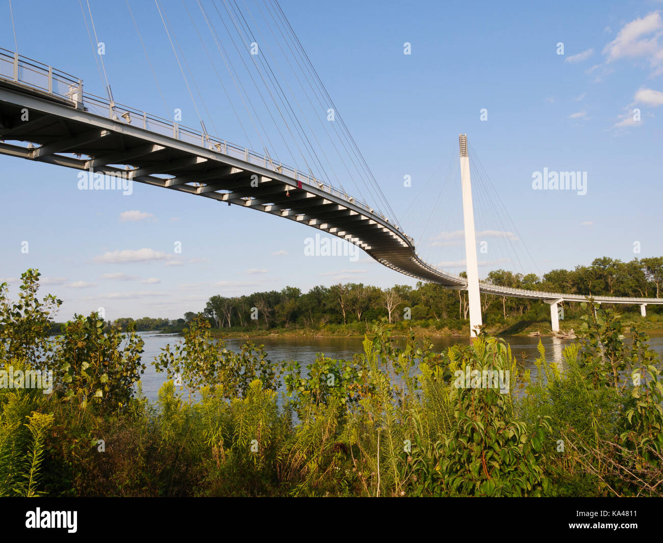 Bob kerrey passerelle pour piétons. Omaha, Nebraska. Banque D'Images