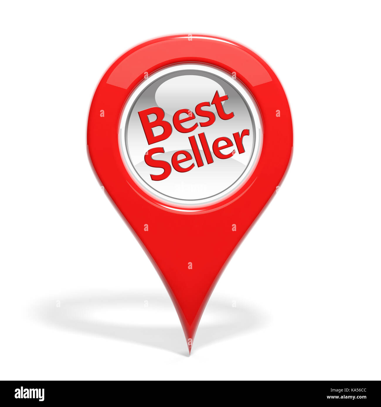 Axe 3D rond rouge avec 'Best Seller' isolé Banque D'Images