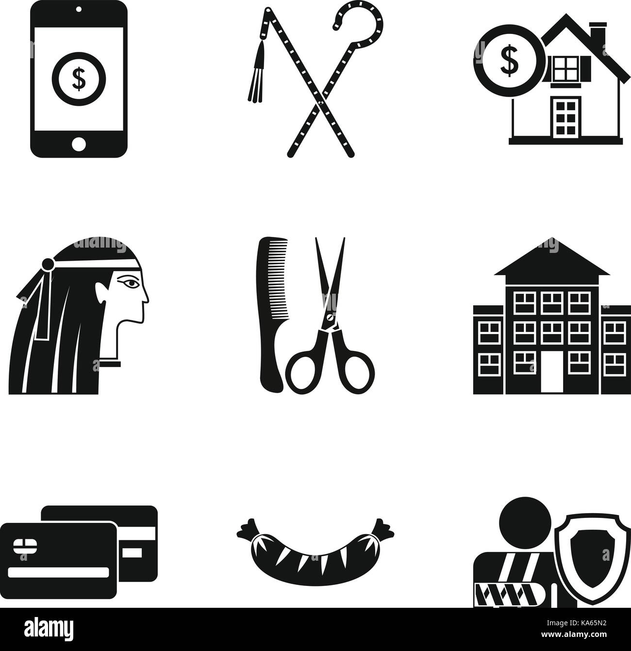 Icons set égyptien, le style simple Illustration de Vecteur