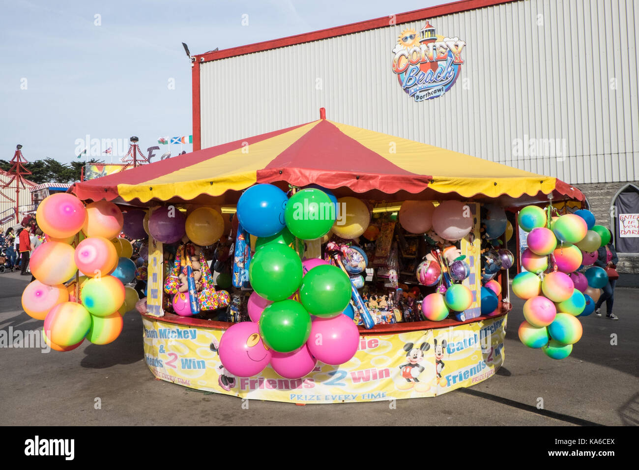 Coney Beach,plage,plage,Coney,fun,fête foraine,parc d'attraction,attractions,manèges,,Porthcawl,Brigend,France Pays de Galles,UK,Royaume-Uni, Europe, Banque D'Images