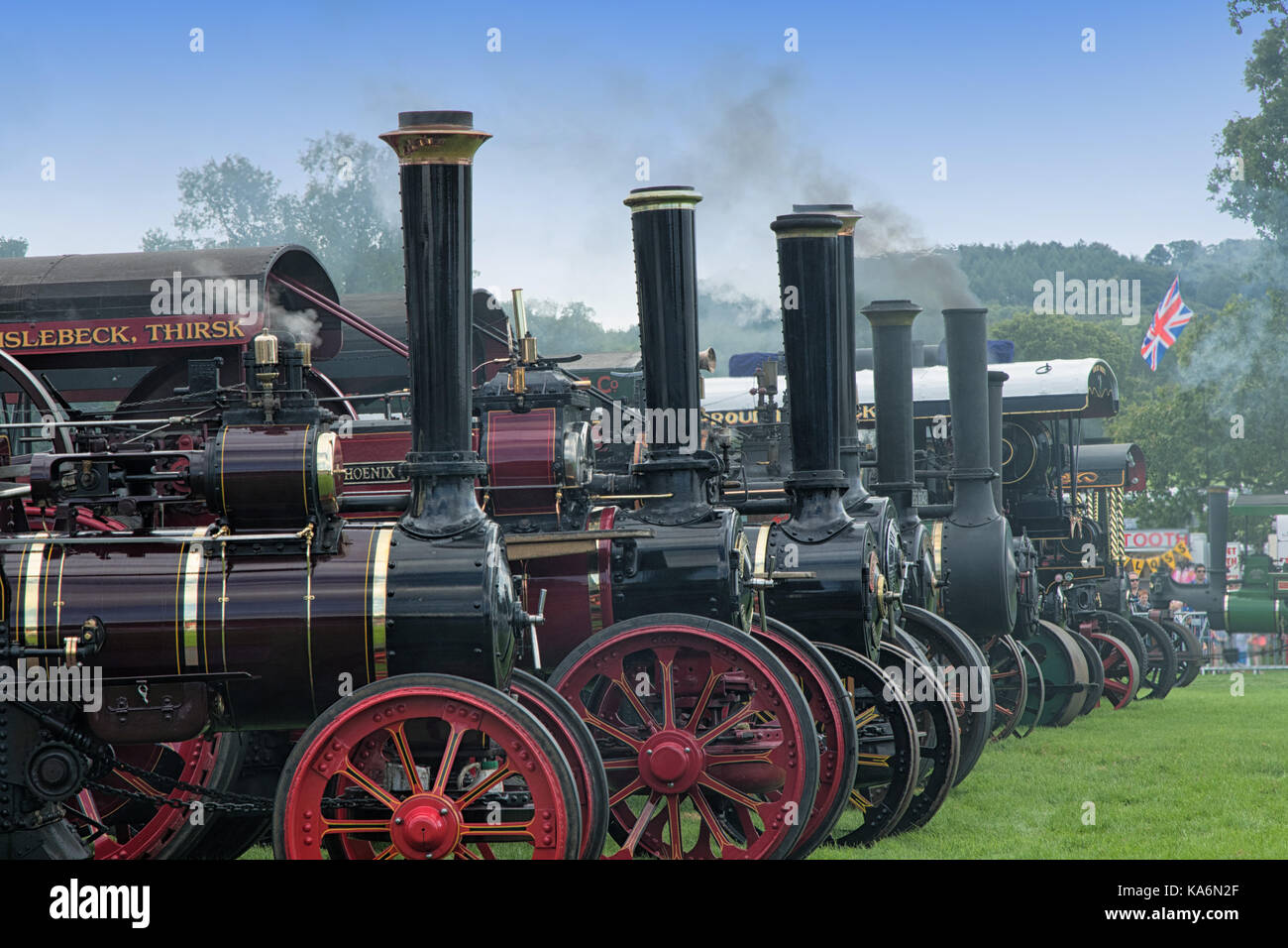 Grands moteurs de traction à vapeur vintage au Harewood Steam Rally, West Yorkshire, Angleterre, Royaume-Uni. Banque D'Images