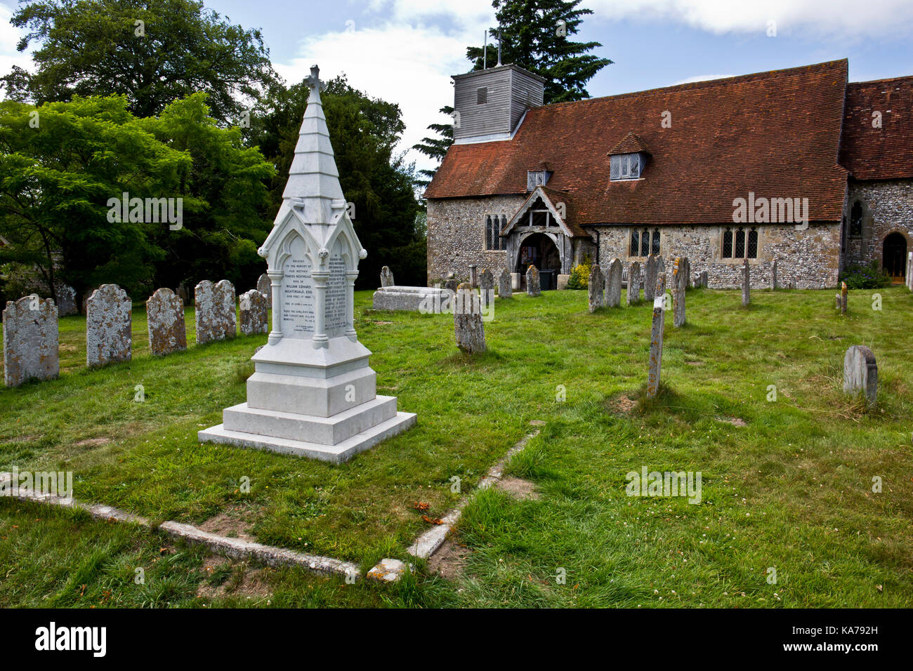 Florence Nightingale, pierre tombale, St Margaret's Church, East Wellow, Hampshire, Angleterre Banque D'Images