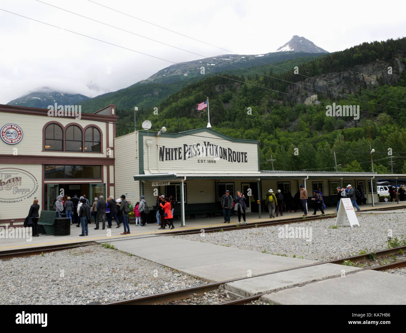 White Pass & Yukon Railroad, Skagway, Alaska, USA. Banque D'Images