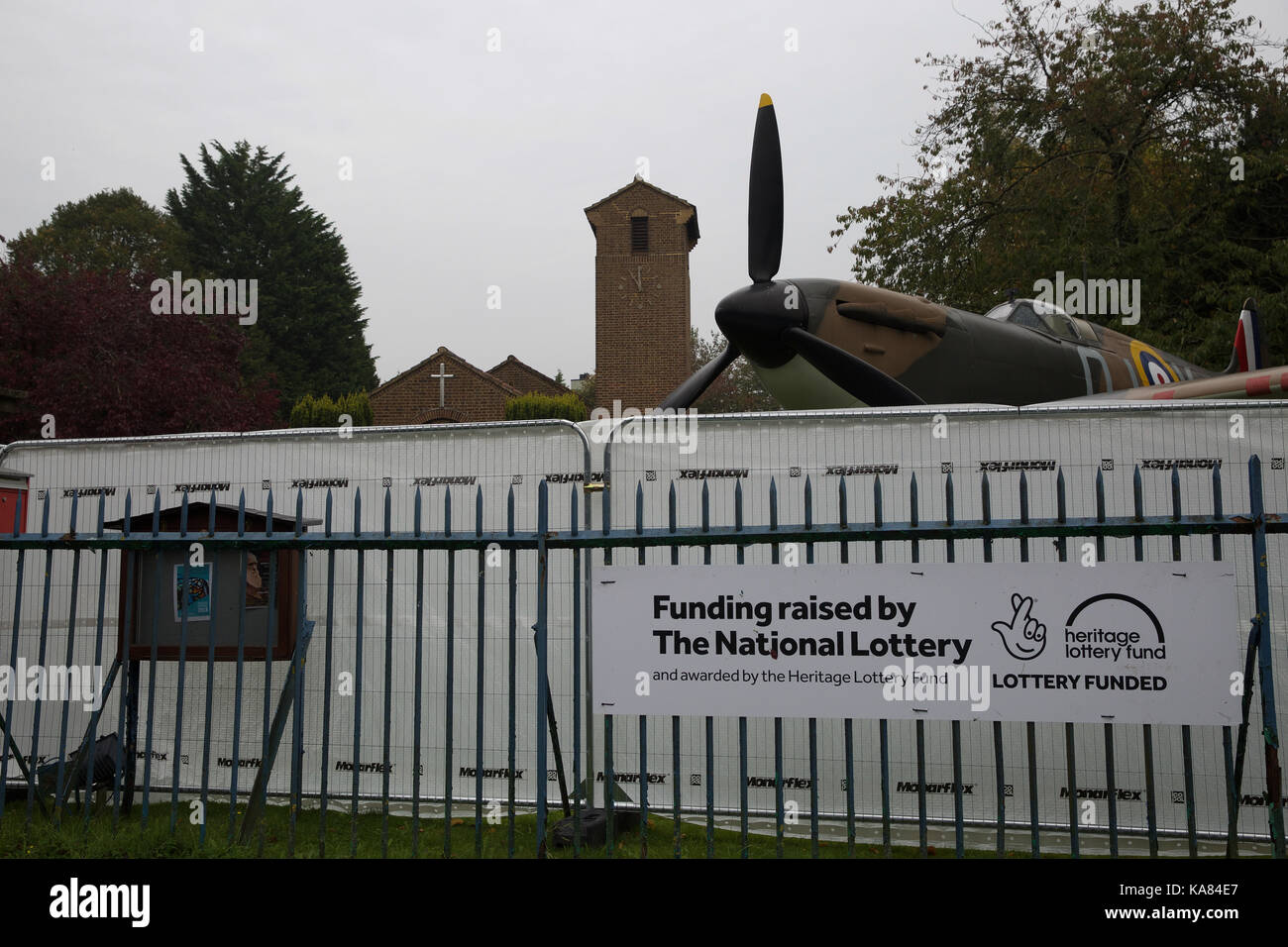 Biggin Hill, Royaume-Uni. 25 Septembre, 2017. St George's Chapel RAF est fermé et séparé comme le début des travaux sur le Biggin Hill Memorial Museum qui a reçu une subvention de 2 millions de livres sterling le Heritage Lottery Fund (HLD) Credit : Keith Larby/Alamy Live News Banque D'Images