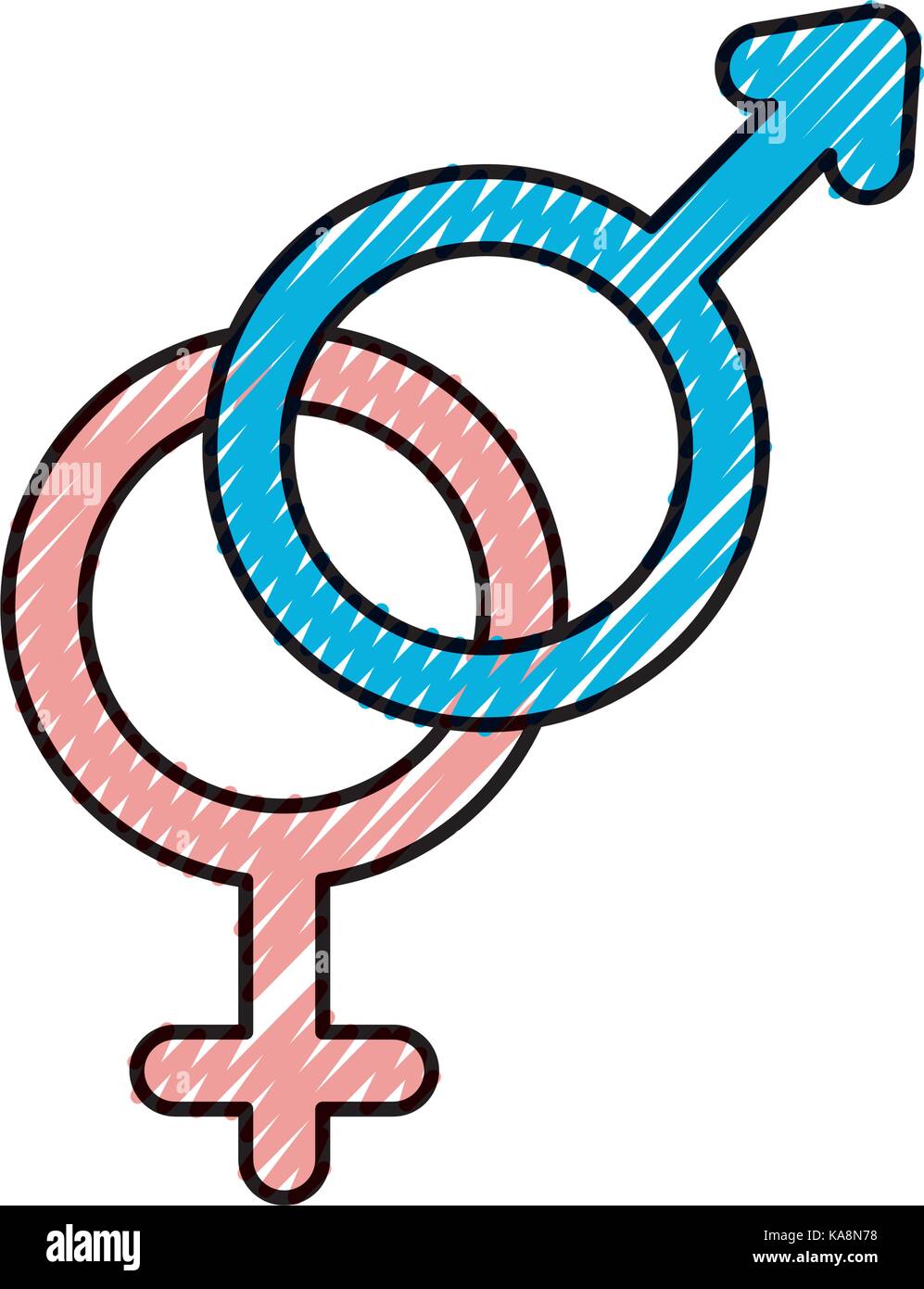 Symbole de l'égalité des hommes et des femmes sur fond blanc Illustration de Vecteur