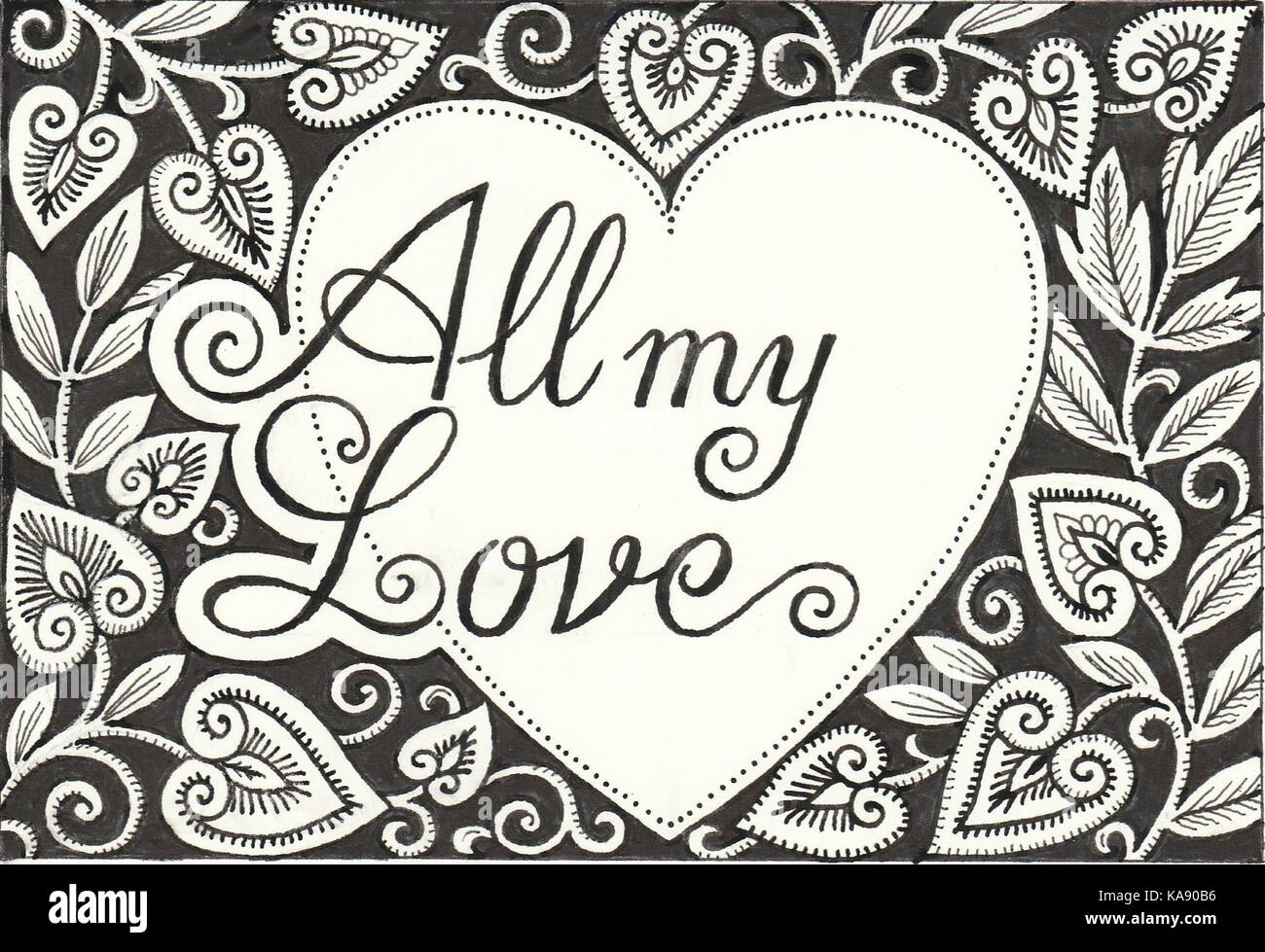 AllMyLove schwarz-weiß Illustration de Vecteur