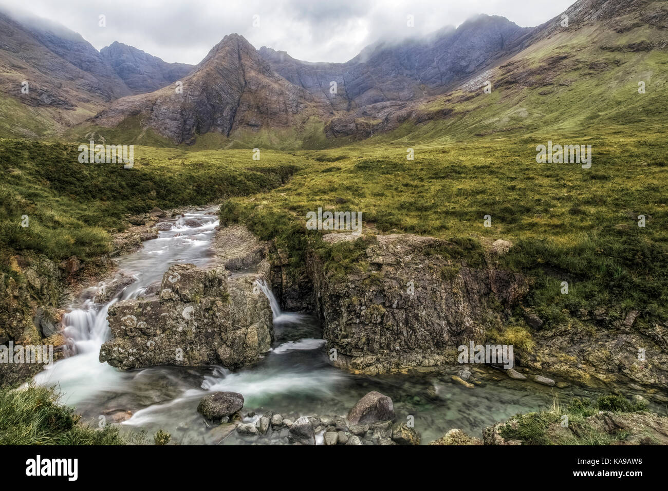Fairy pools, Glen fragile, Isle of Skye, Écosse, Royaume-Uni Banque D'Images