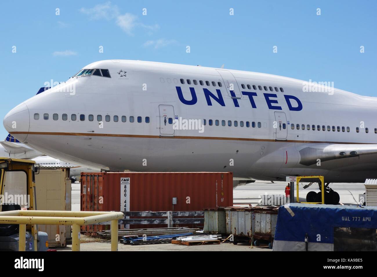 Un avion Boeing 747-400 de United Airlines (UA) à l'aéroport international de San Francisco (SFO). united prendra sa retraite tous ses Boeing 747 Banque D'Images