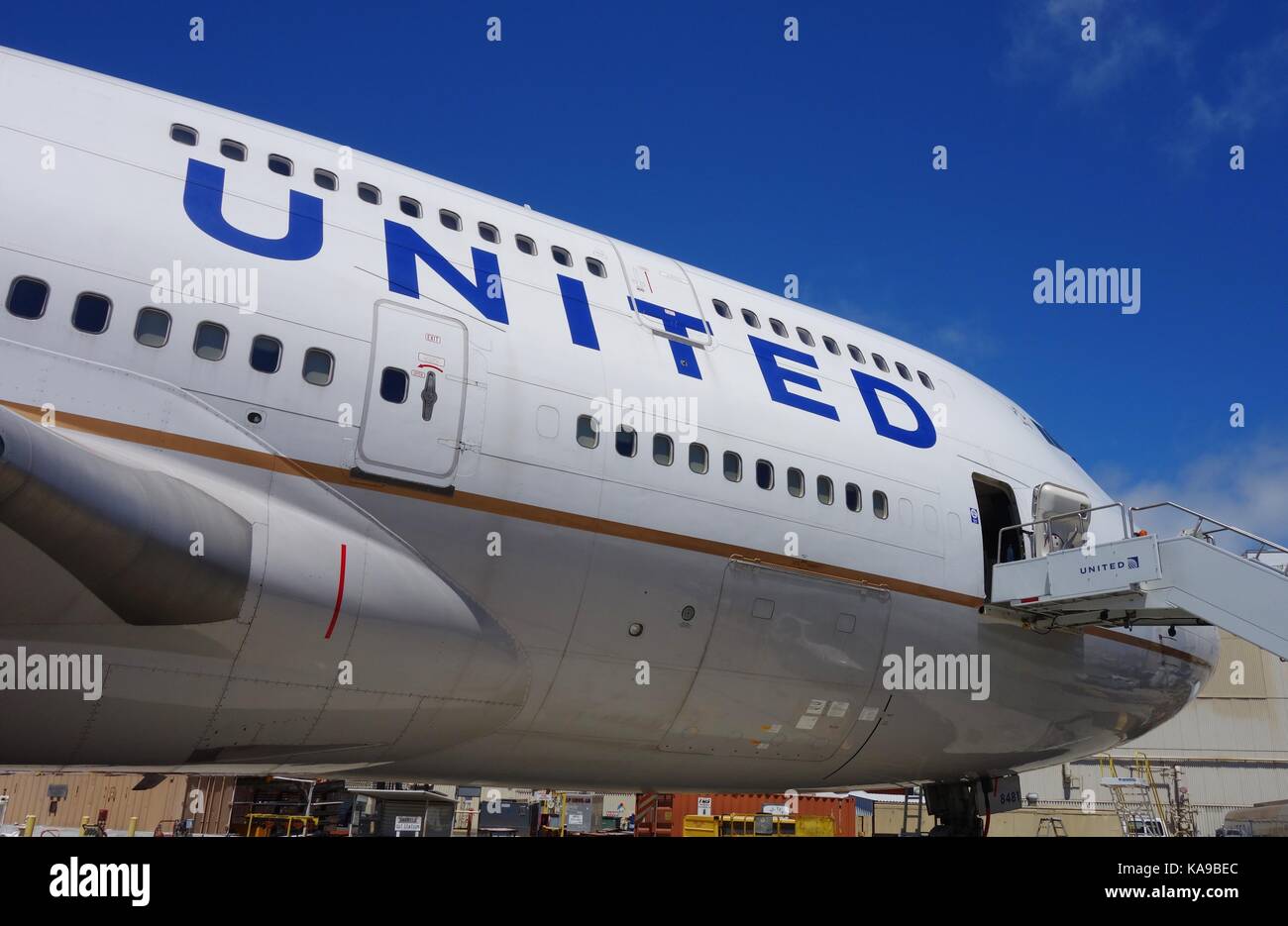 Un avion Boeing 747-400 de United Airlines (UA) à l'aéroport international de San Francisco (SFO). united prendra sa retraite tous ses Boeing 747 Banque D'Images