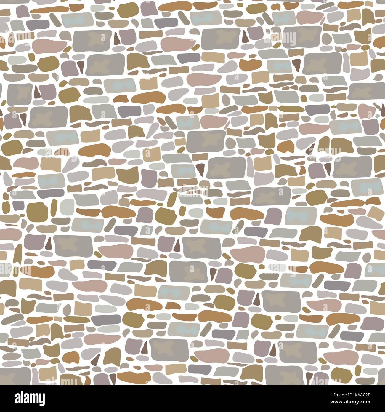 Mur de blocs de pierre, modèle homogène. contexte faits de briques sauvages. gris, rouge, sable, jaune, marron, Illustration de Vecteur