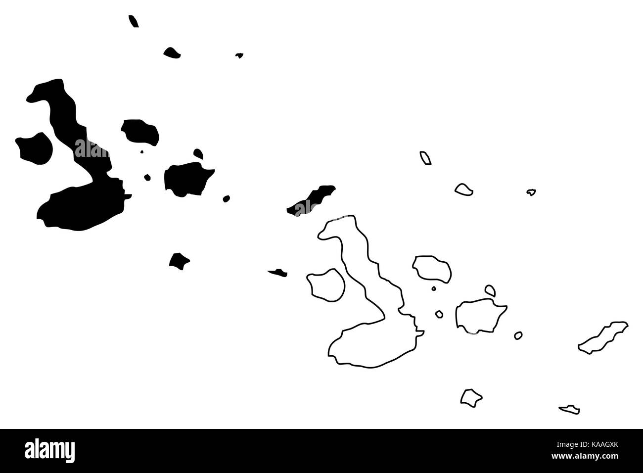 Illustration vectorielle de la carte des îles Galapagos, esquisse de gribouillage Galapagos Illustration de Vecteur