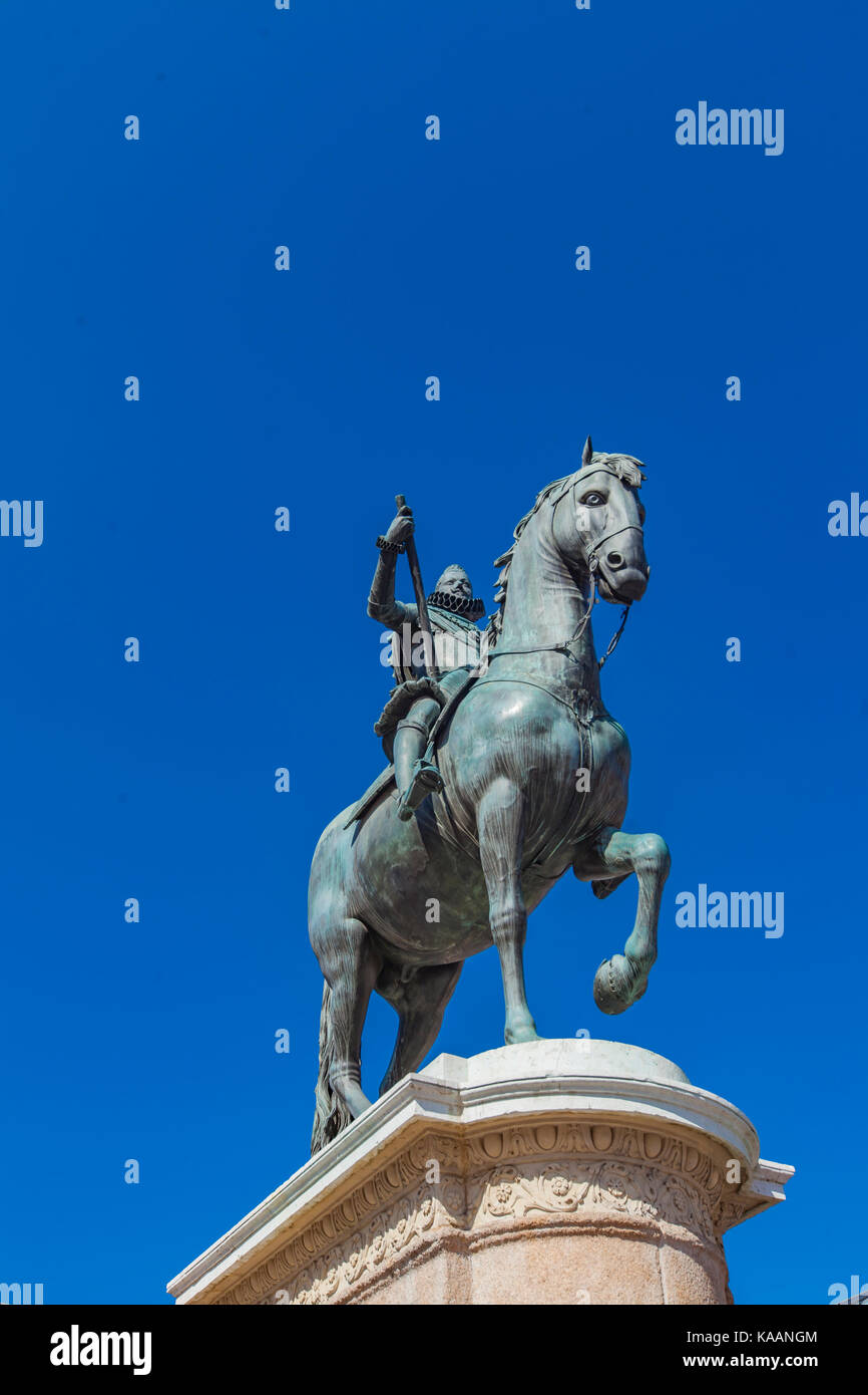Monument à Philippe III d'Espagne à la Plaza Mayor de Madrid, Espagne Banque D'Images