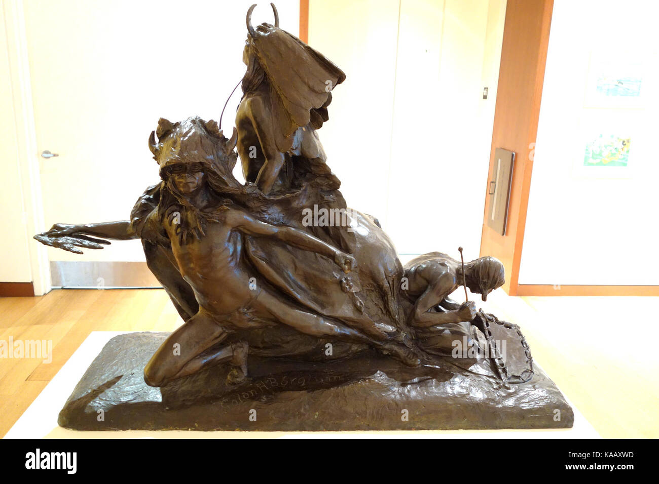 Les Indiens Sioux Buffalo Dance par Solon H. Borglum, vue 3, sur le modèle 1902, bronze New Britain Museum of American Art DSC09036 Banque D'Images