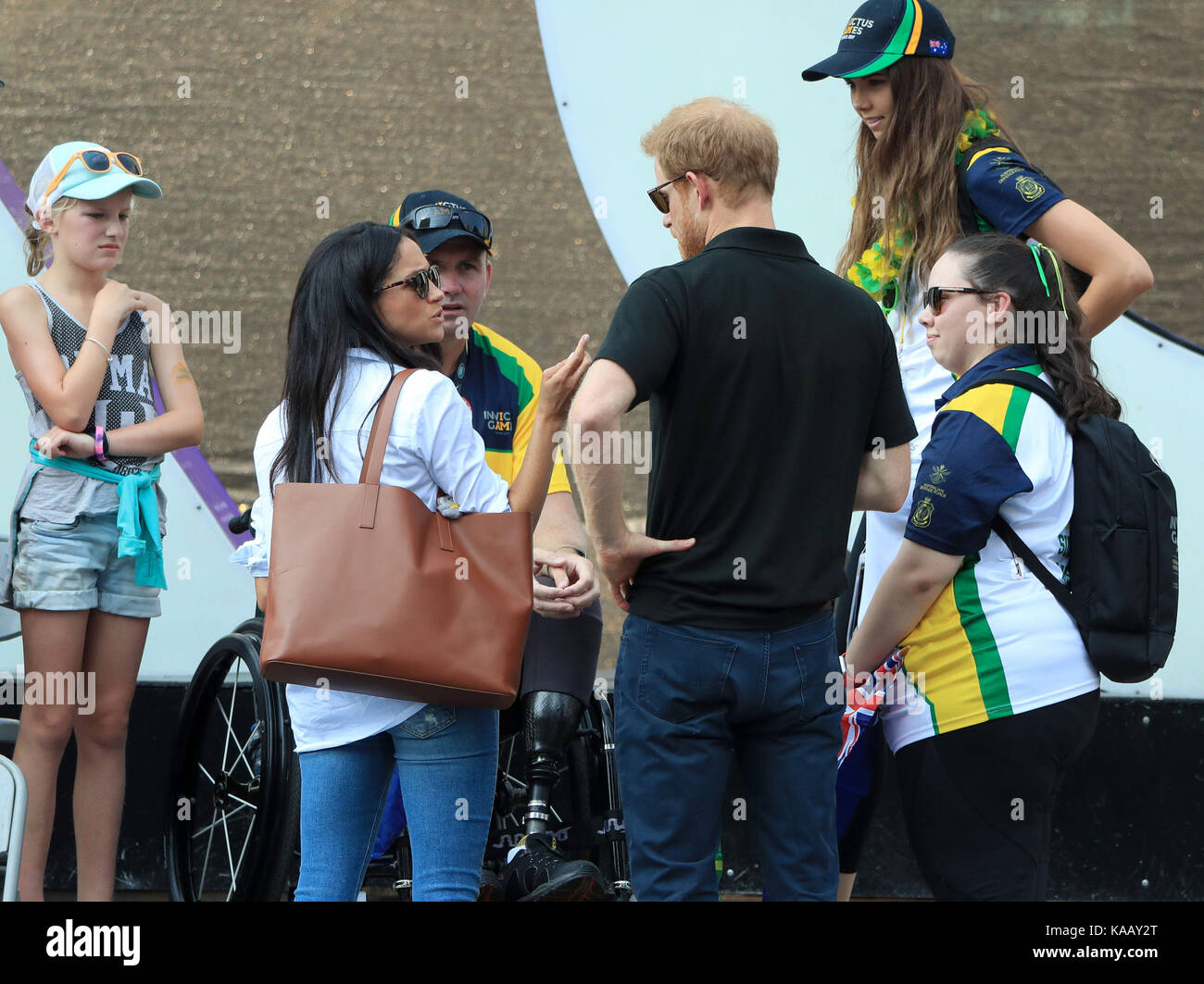 Le prince Harry et Meghan markle assister à un match de tennis en fauteuil roulant en 2017 invictus games à Toronto, au Canada. Banque D'Images