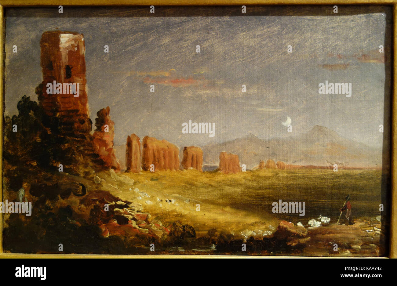 Esquisse pour "près de l'Aqueduc de Rome" par Thomas Cole, c. 1832, huile sur papier sur toile New Britain Museum of American Art DSC09293 Banque D'Images