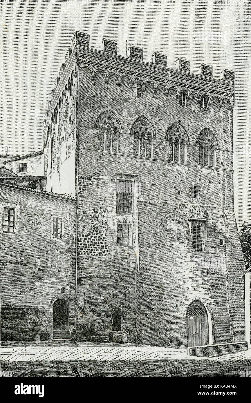 Siena Palazzo Salimbeni xilografia Banque D'Images