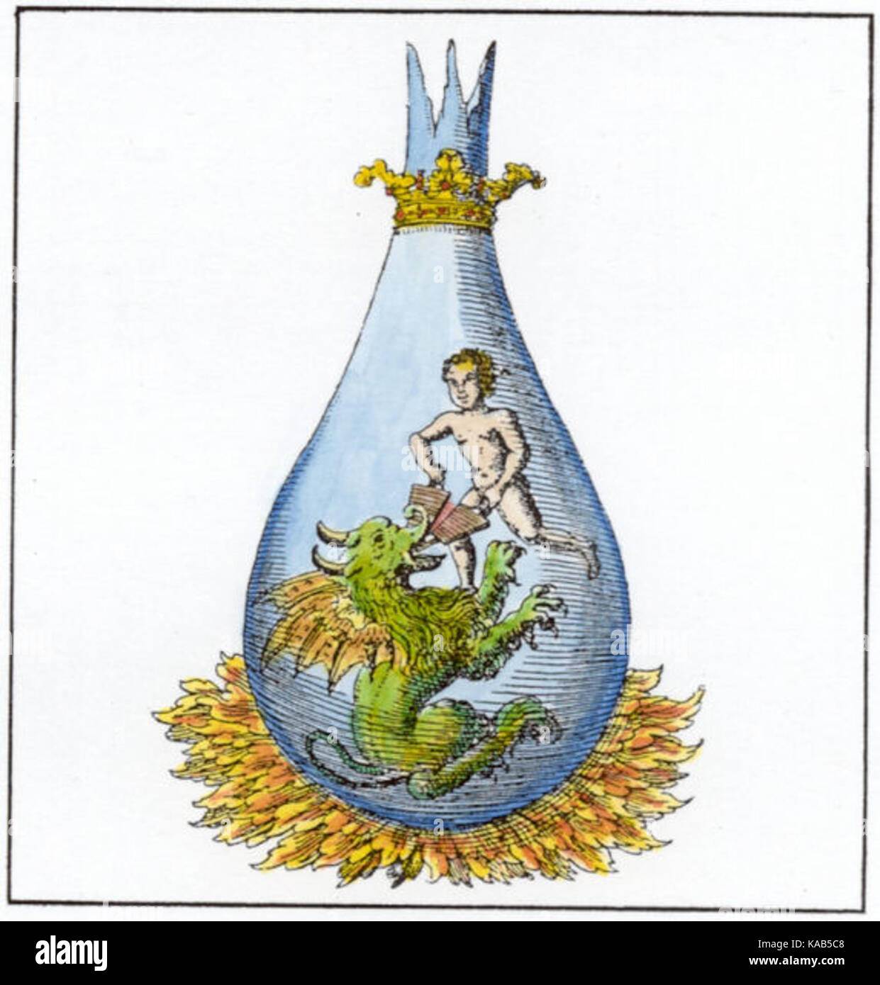 Splendor Solis. Image 12 Saturne et de l'enfant Dragon Banque D'Images