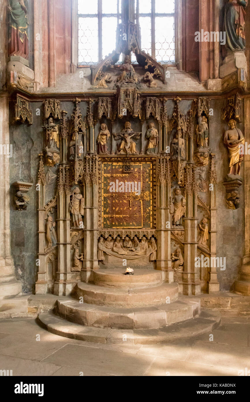 Lieu de culte du Saint Sacrement, 1370, Église Saint Sebaldus (St. G. Sebald, Sebalduskirche), Nuremberg, Allemagne Banque D'Images