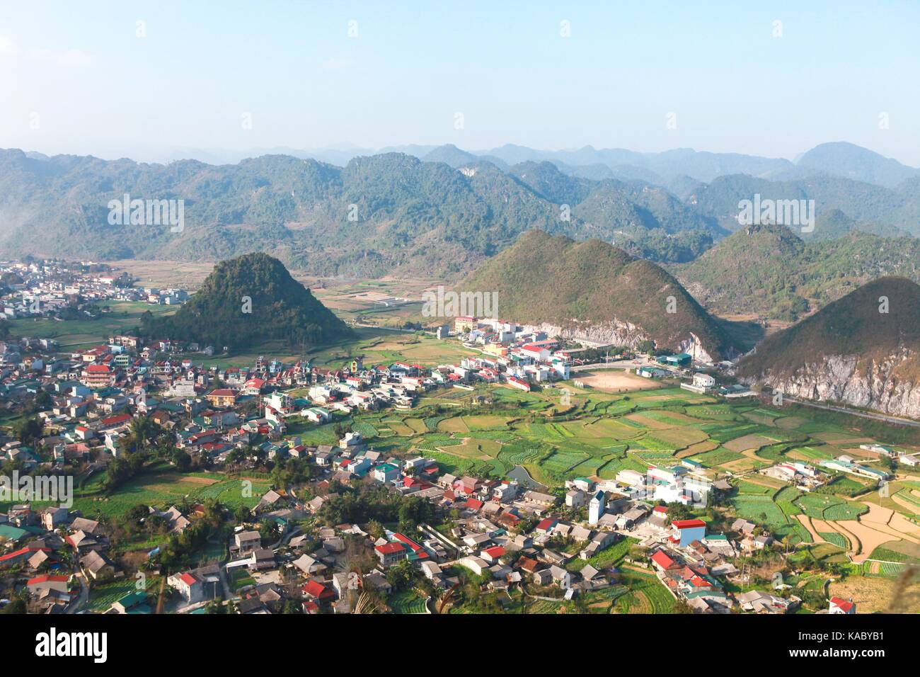 Vue spectaculaire au Heaven's Gate, quan ba pass, le nord du Vietnam. Banque D'Images