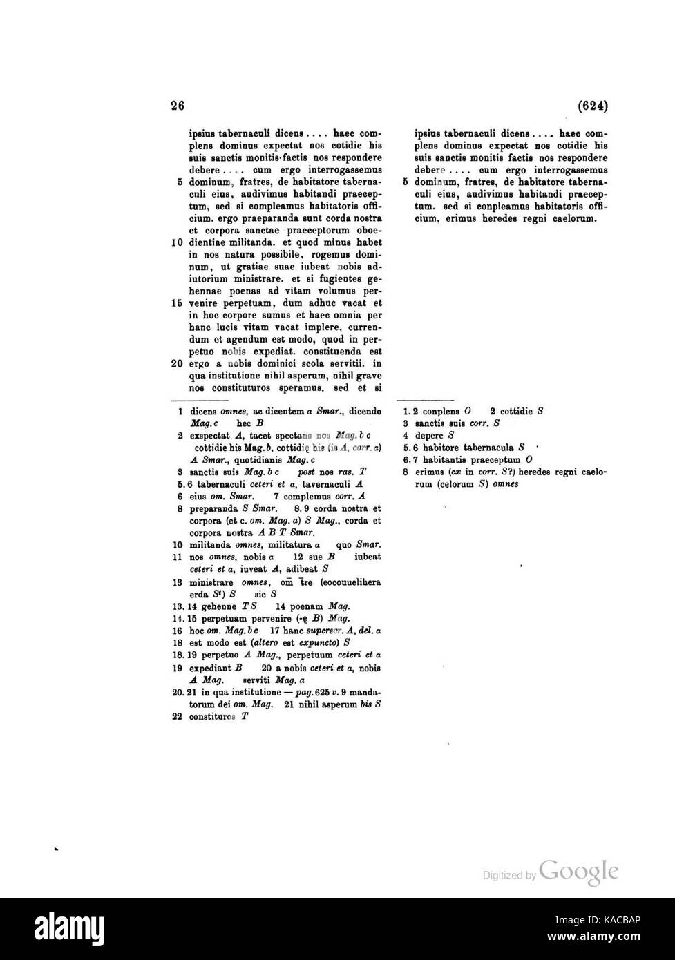 'Textgeschichte der Regula S. Benedicti' fait référence à l'évolution historique de la règle bénédictine. Le document suit le développement et les adaptations du code monastique bénédictin à travers le temps. Banque D'Images